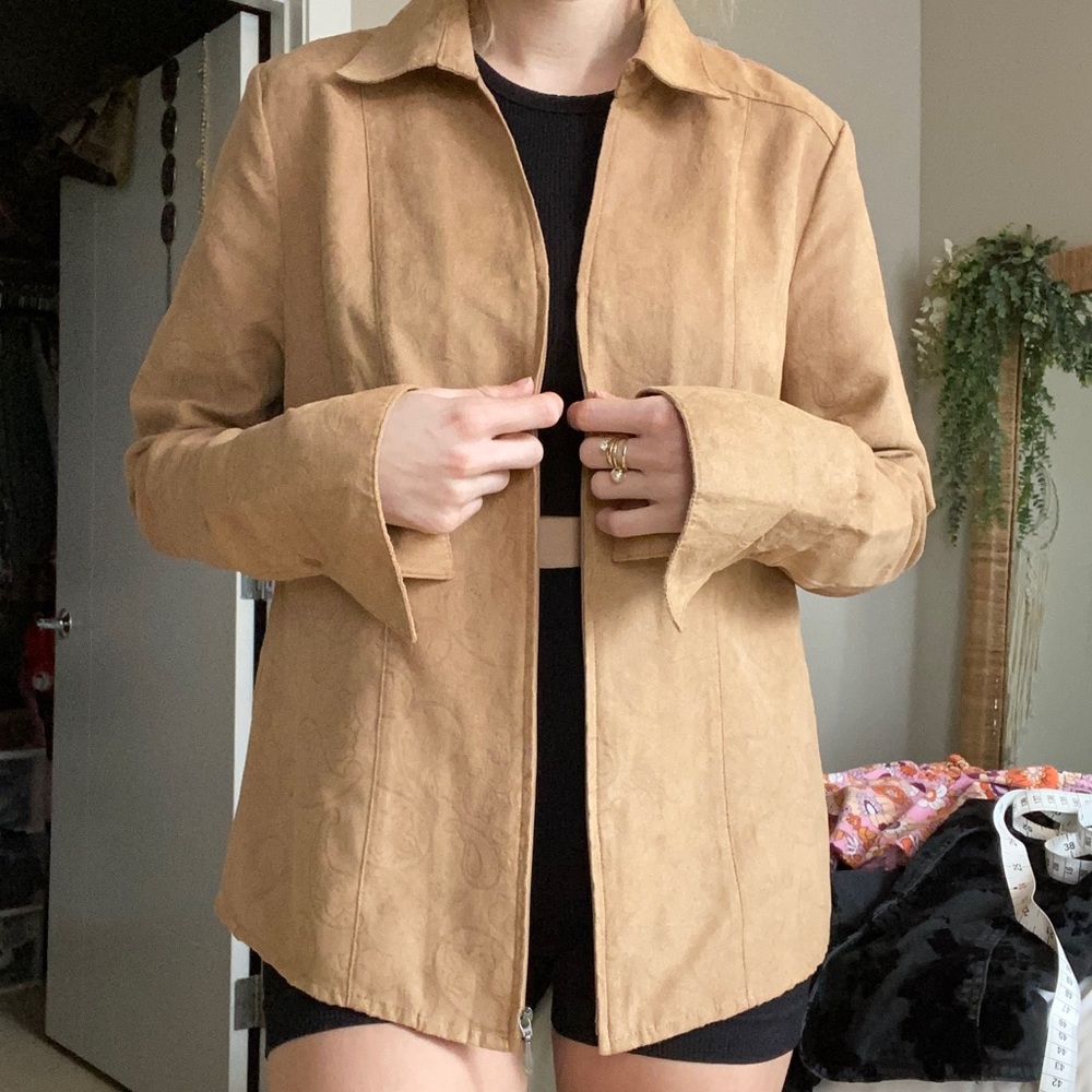 VINTAGE CROFT & BARROW SUEDE PAISLEY ZIP UP JACKET